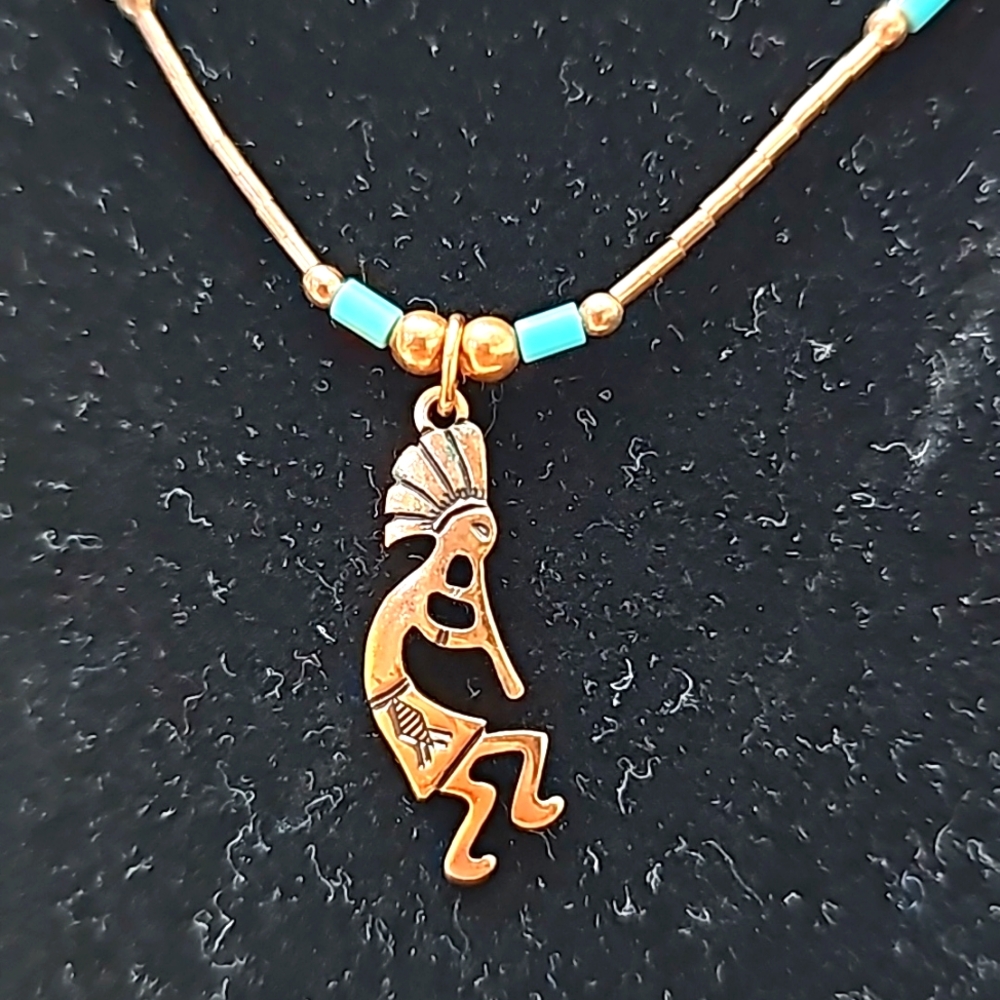 Native American Copper necklace with beads & pendant 16 inch NWT - Picture 2 of 8